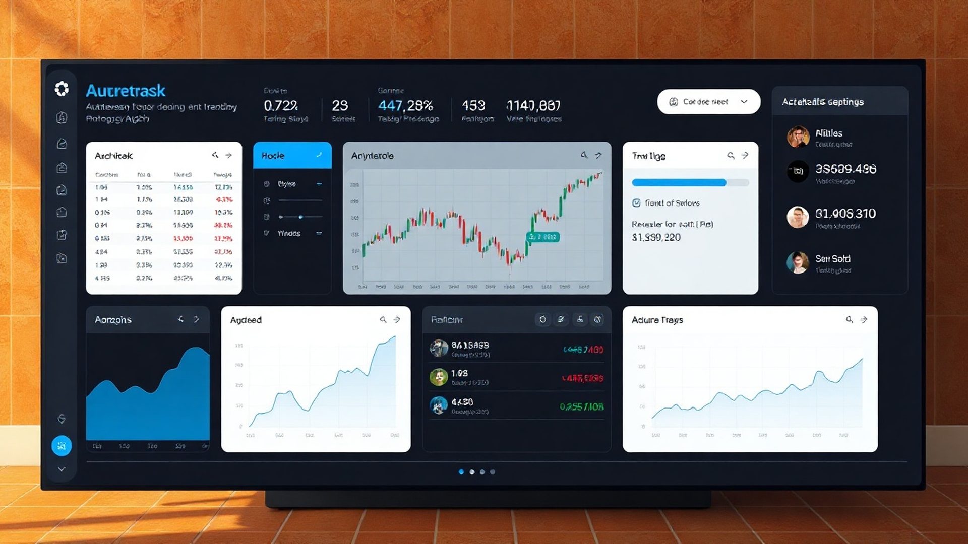 Panel de control de Astroaswift mostrando datos de trading en tiempo real